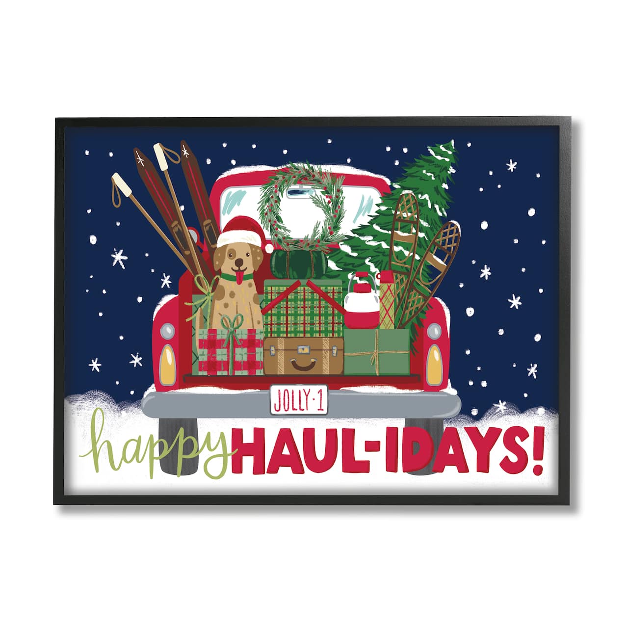 Stupell Industries Happy Haul-idays Christmas Gift Truck Framed Giclee Art